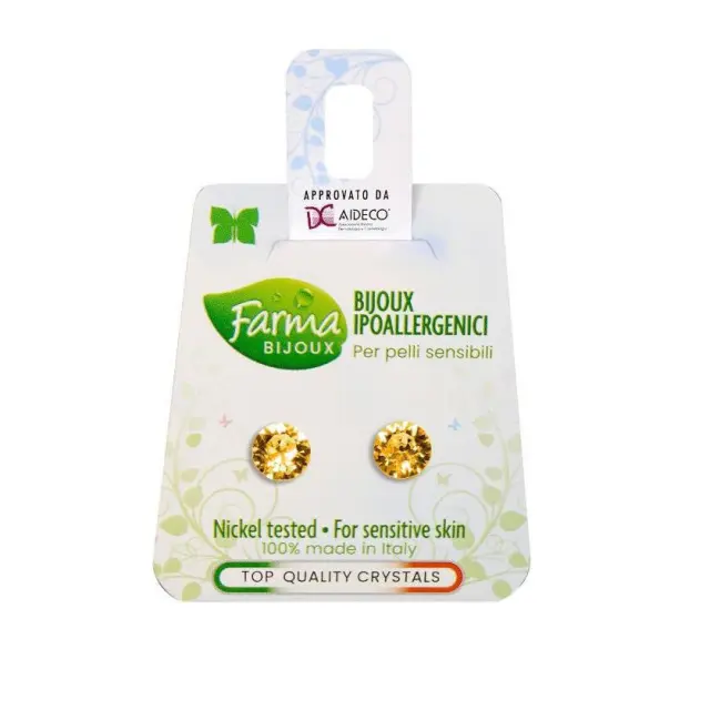 Farma Bijoux Υποαλλεργικά Παιδικά Σκουλαρίκια Καρφωτά με Πέτρες Απαλό Χρυσοκίτρινο 1 Ζευγάρι