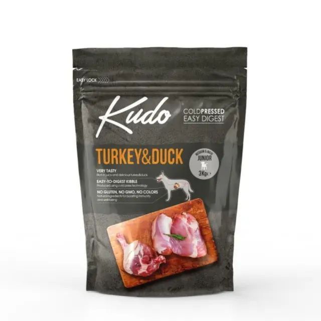 Kudo Μedium & Maxi Junior Turkey & Duck Ξηρά Τροφή Σκύλου με Γαλοπούλα & Πάπια 3kg