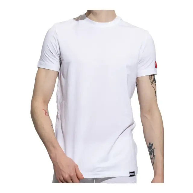 DSQUARED2 Ανδρικό T-Shirt BE ICON Arm Logo, Χρώμα Λευκό-Κόκκινο