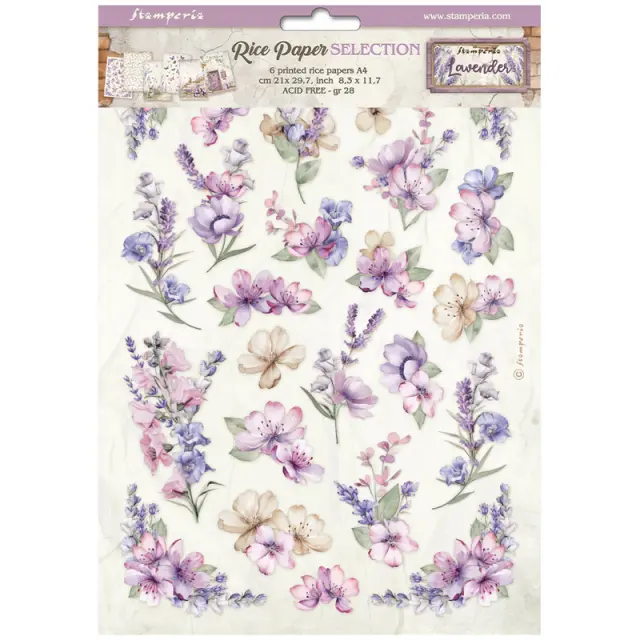 Σετ 6 Ριζόχαρτα ντεκουπάζ Stamperia 21x29cm A4, Lavender