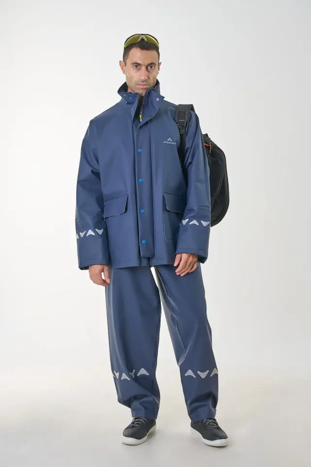 Anorak Κουστούμι Αδιάβροχο Ανακλαστικό Street R Long Μπλέ - 2XL