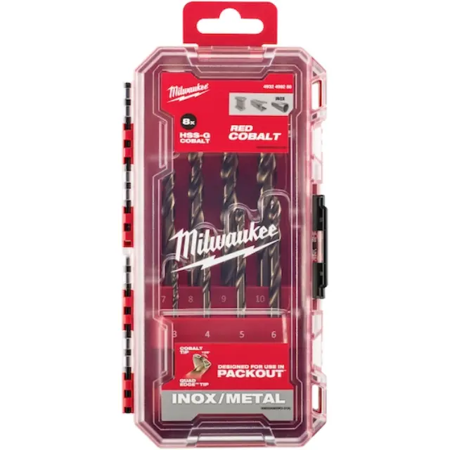 Milwaukee 4932499256 - Σετ Tρυπανιών Mετάλλου Red Cobalt Packout 8τμχ