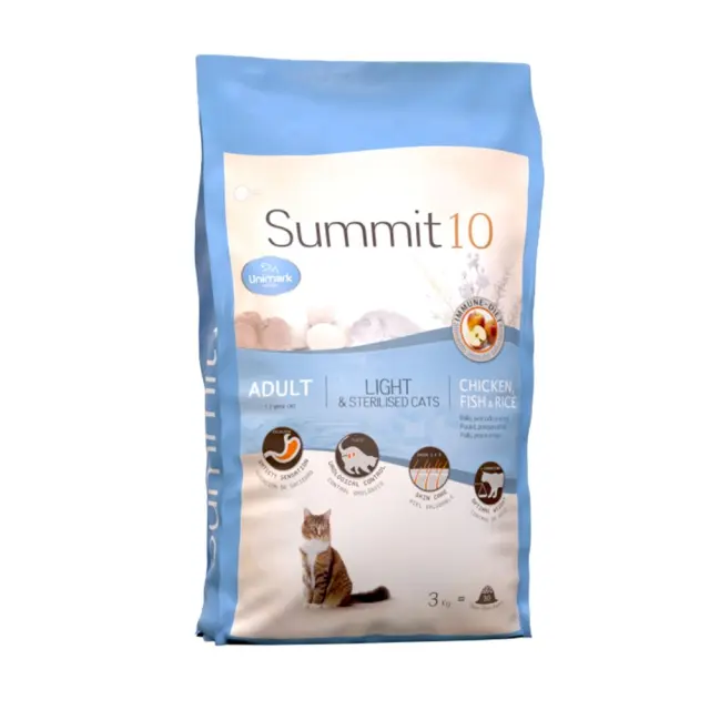 Summit10 Ξηρά Τροφή Με Χαμηλά Λιπαρά για Στειρωμένες Ενήλικες Γάτες με Κοτόπουλο, Ρύζι & Ψάρι 3kg