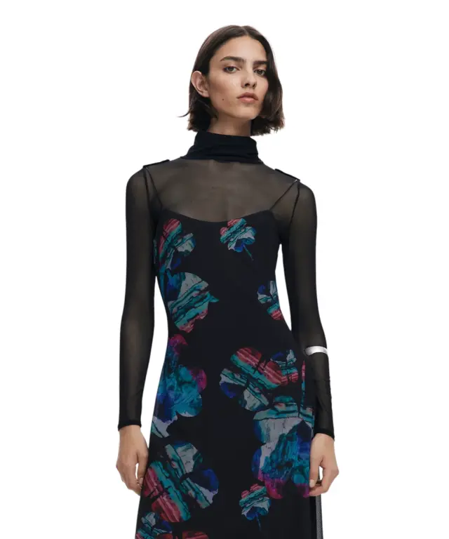 Desigual - Γυναικείο Φόρεμα Watercolor Lacroix Regular Fit 25WWVK03-2000 Μαύρο - XS 2