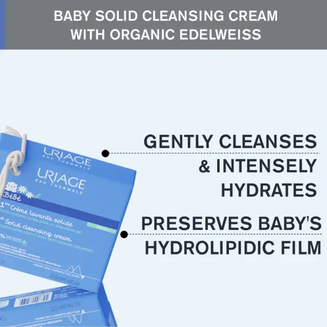 Uriage Bébé 1st Solid Cleansing Cream 100g – Στερεό Καθαριστικό για Μωρά με Edelweiss 2