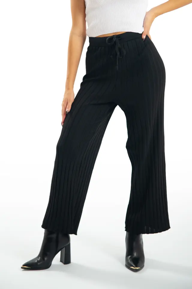 Παντελόνα Ριμπ Zip Culotte με Κορδόνι Μπλέ 3
