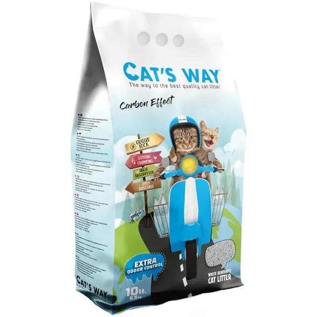 Cat's Way Carbon Effect Άμμος Υγιεινής Μπετονίτη, Χωρίς Άρωμα με Ενεργό Άνθρακα 10Lt (8,5Kg) Μονόχρωμο