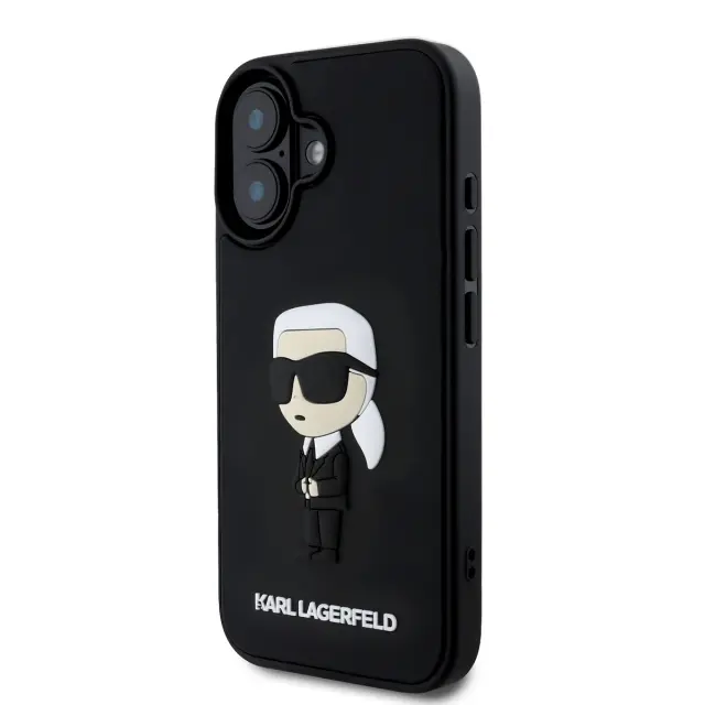 Karl Lagerfeld 3D Rubber Ikonik Case for iPhone 16 Black 3
