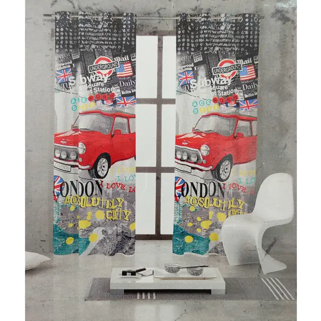 Κουρτίνα με Κρίκους 135x250cm london car Vesta Home 3500