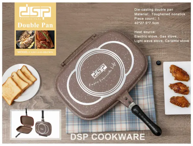 Διπλό αντικολλητικό τηγάνι Grill - CA007-F40-Brown - DSP - 610537 2