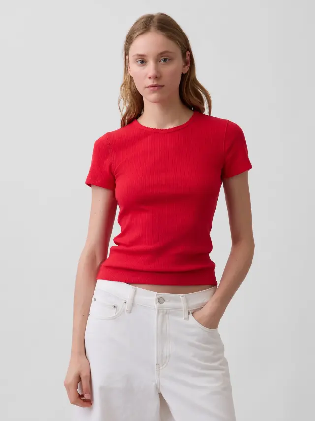 Γυναικεία Μπλούζα με Διάτρητη Πλέξη Pure red