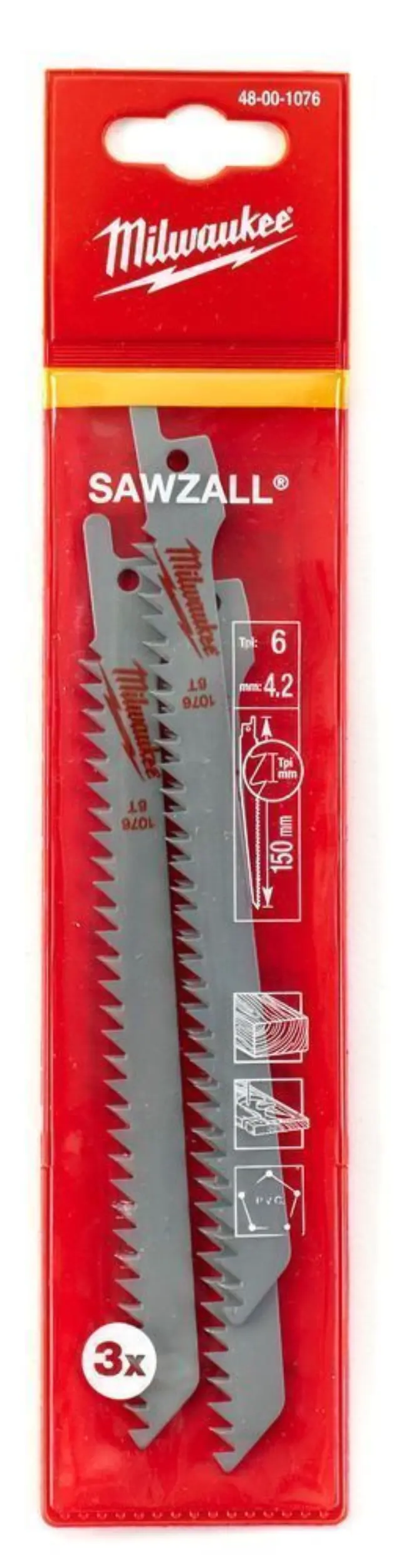 Milwaukee 48001076 - Λάμες Σπαθόσεγας 150x6 set 3τμχ