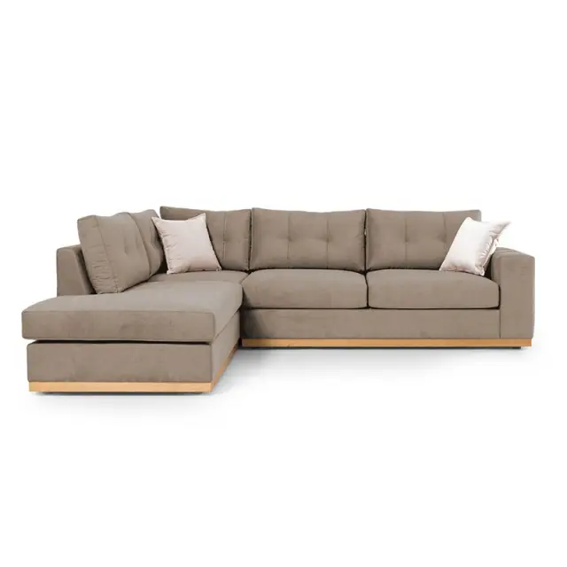 Γωνιακός καναπές δεξιά γωνία Boston pakoworld ύφασμα mocha-cream 280x225x90εκ 2