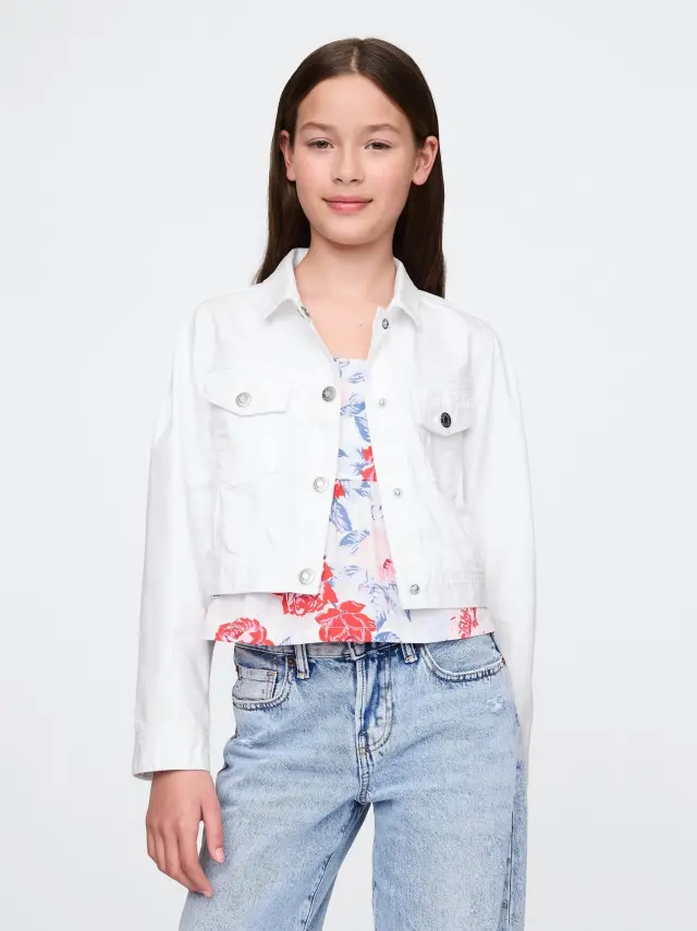 Παιδικό Cropped Denim Πανωφόρι New off white - XS