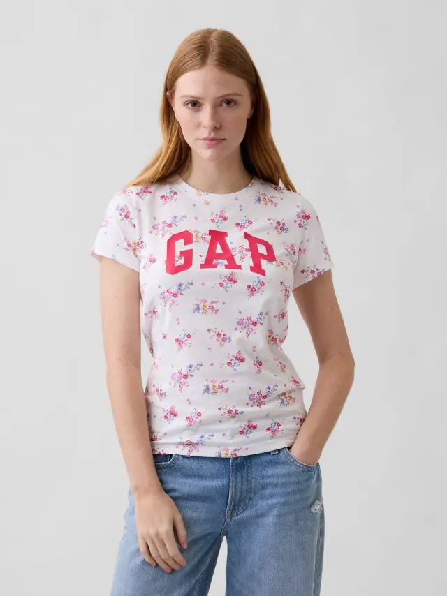 Gap Logo Μπλούζα Pink floral - M