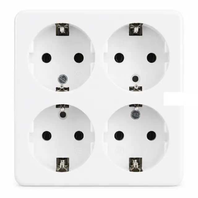 4-Way Power Socket 16A, 250V~Max: 3680W, IP20 Without Cable, White