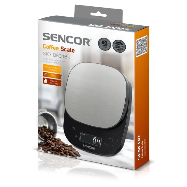 Ζυγαριά Καφέ 2kg Sencor SKS 0804BK Ασημί 2