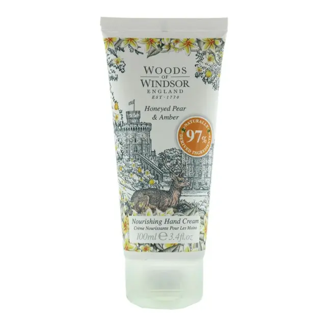 WOODS OF WINDSOR Nourishing Hand Cream Honey Pear & Amber Θρεπτική Κρέμα χεριών και νυχιών με μέλι και κεχριμπάρι 100ml
