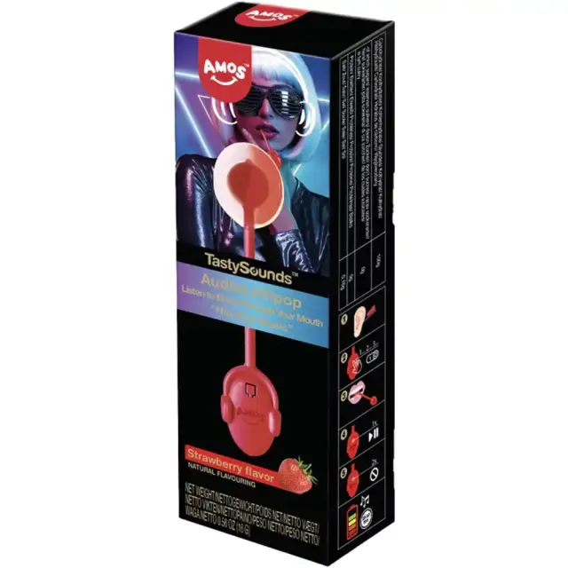 Tasty Sounds Get The Feeling Audio Lollipop Strawberry Flavour 12g