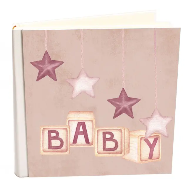 Άλμπουμ my album Baby Asteria Ροζ boho style με ριζόχαρτο 35x35cm και κουτί άλμπουμ