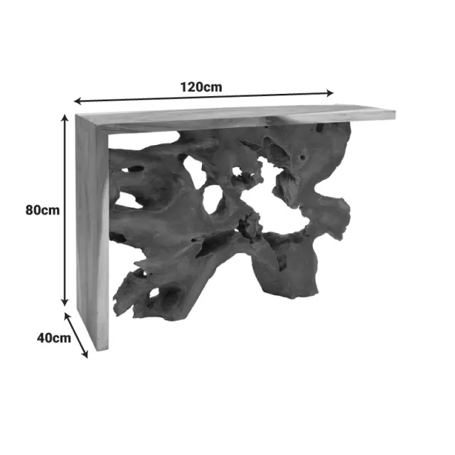 Κονσόλα Jako Inart teak ξύλο σε φυσική απόχρωση 120x40x80εκ 2