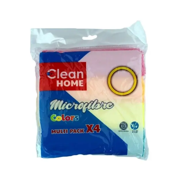 Clean Πανάκια Καθαρισμού με Μικροΐνες Γενικής Χρήσης Πολύχρωμα 30x30εκ. 4τμχ