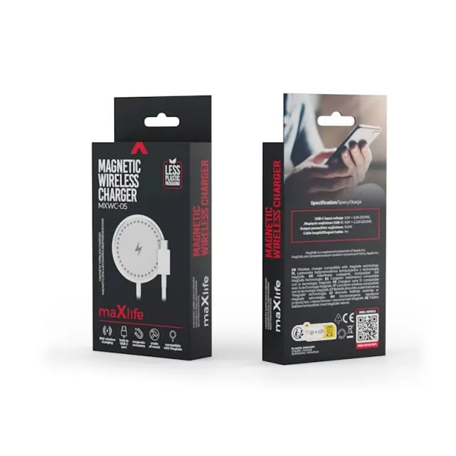 Ασύρματη Βάση Φόρτισης Μαγνητική Maxlife MXWC-05 15W Λευκό N66478