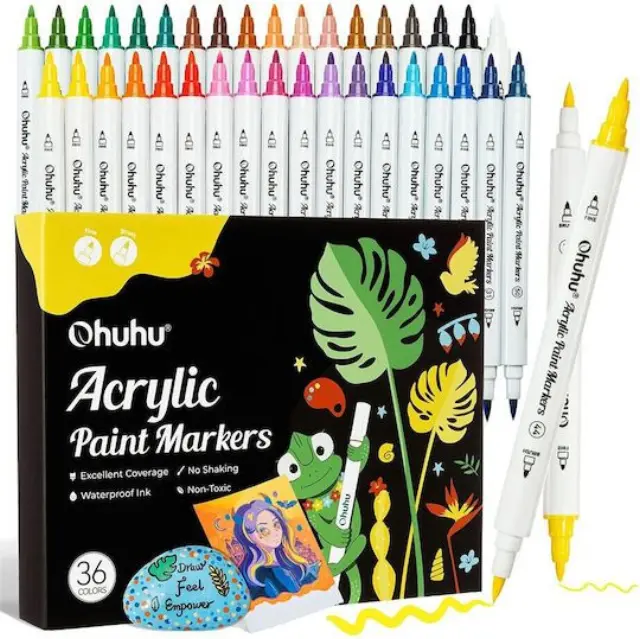 Ohuhu Acrylic Paint Markers Σετ 36 Ακρυλικών Μαρκαδόρων Fine & brush Μύτες
