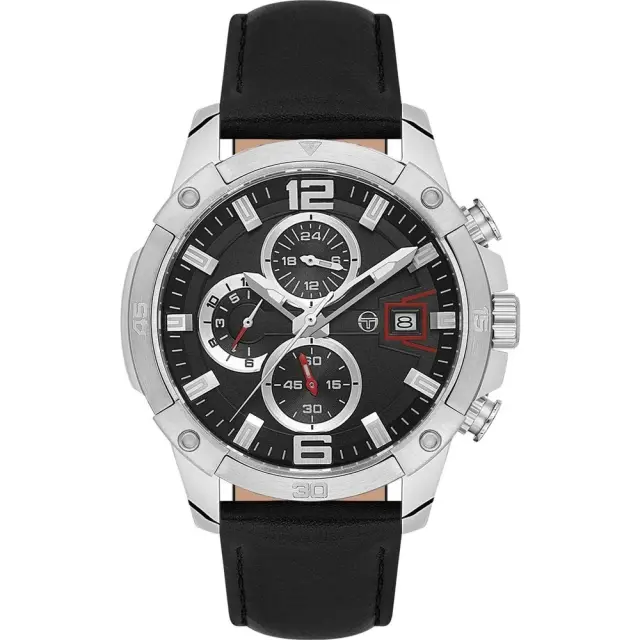 Ανδρικό Ρολόι Sergio Tacchini Chronograph με Μαύρο Δερμάτινο Λουράκι ST.1.10453-2