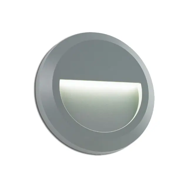 LED WALL ROUND LUMINAIRE GREY 230V AC IP65 2W 3000K 100LM RA80 / SLIM02N