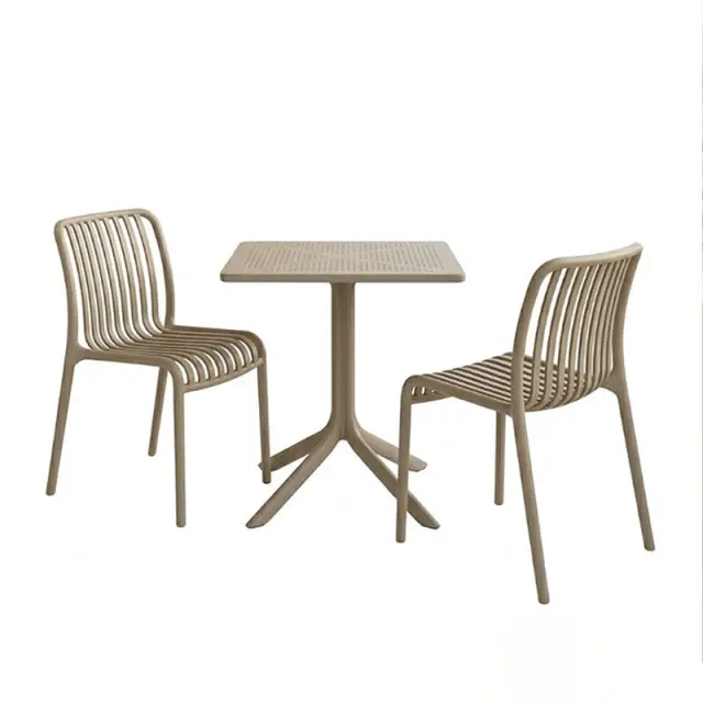 Τραπεζαρία Groovy Zoi pakoworld σετ 3τεμ cappuccino PP 60x60x76εκ 2
