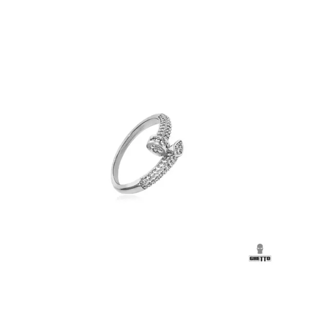 Ghetto Nail Ring Iced Out Crystal Silver