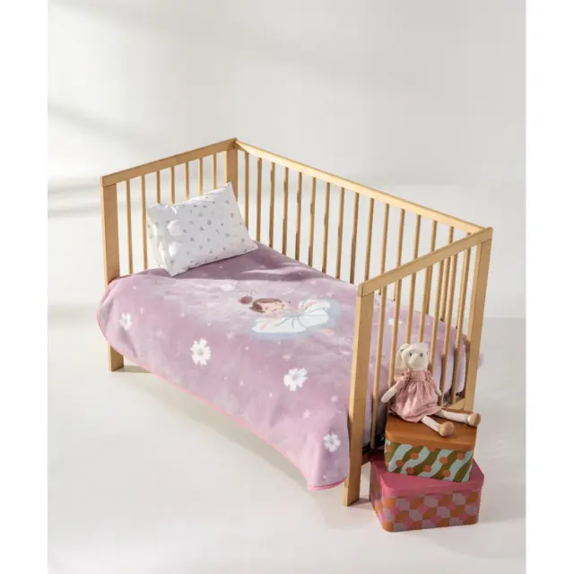 Κουβέρτα Βελουτέ Αγκαλιάς Kentia Balarina Pink-White-Grey-Brown 80x100