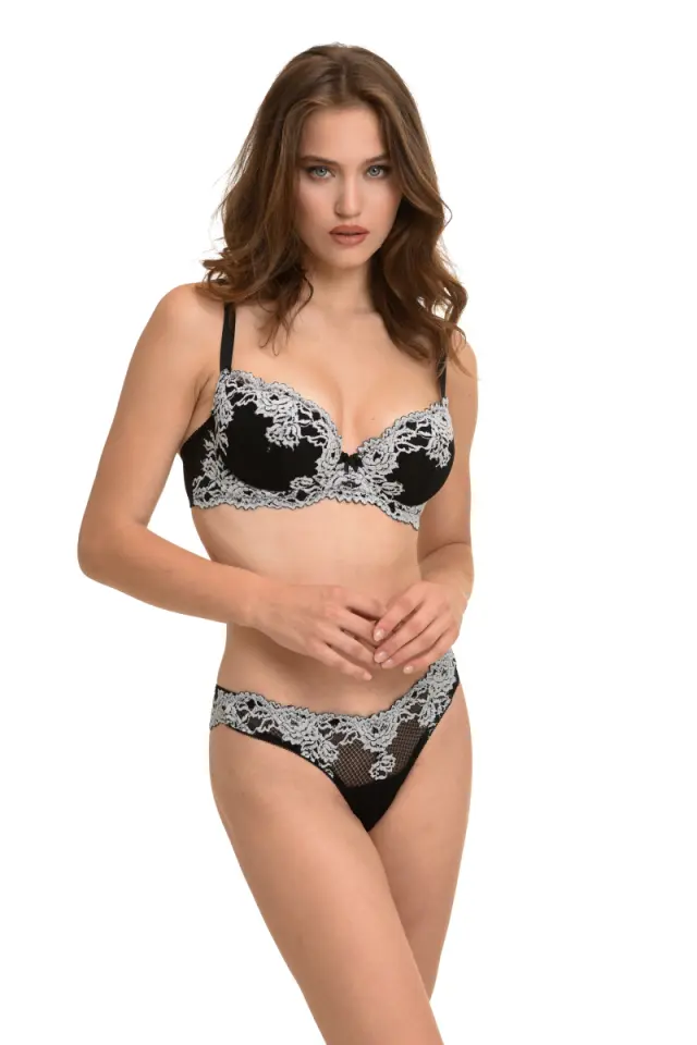 Miss Rosy Σλιπ G-String Floral Μαύρο