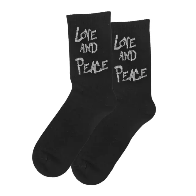 FMS Ανδρικές Κάλτσες Μισή Πετσέτα Χωρίς Ραφή Love And Peace, Χρώμα Μαύρο - ONESIZE