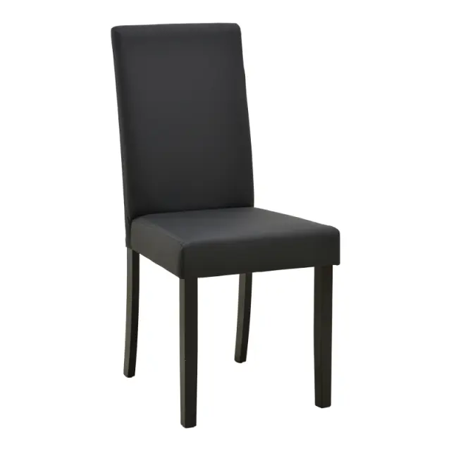 Καρέκλα Zeben pakoworld μαύρο PU με πόδι μαύρο rubberwood 43,5x55,5x93,5εκ | Συσκευασία 2 τμχ