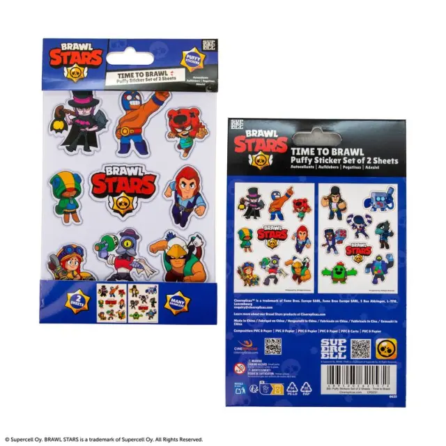 Σετ 10 τεμ στίκερς Puffy Stickers Brawl Stars 2