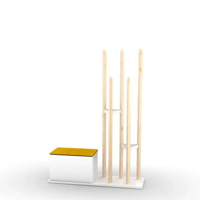 Έπιπλο Εισόδου KATANA Λευκό/Φυσικό/Κίτρινο 120x36x168cm 2
