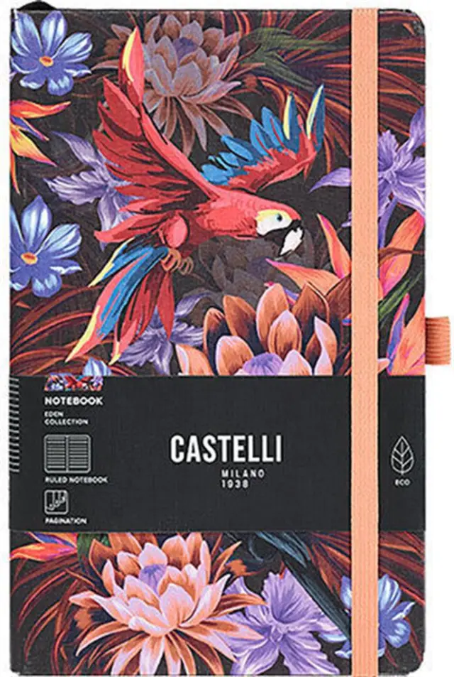 Σημειωματάριο Ριγέ Castelli M με λάστιχο Eden Wild Garden 13x21cm / QO41E.004 (Θεοφύλακτος)