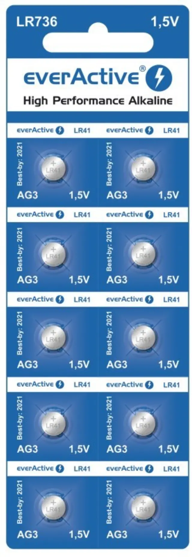 Mini alkaline batteries everActive G3 LR736 LR41 10 pcs