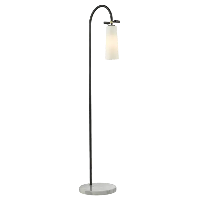 Επιδαπέδιο Φωτιστικό BOW F01145BK Μαύρο & Ορείχαλκος με Μαρμάρινη Βάση | Design Magda Fornal