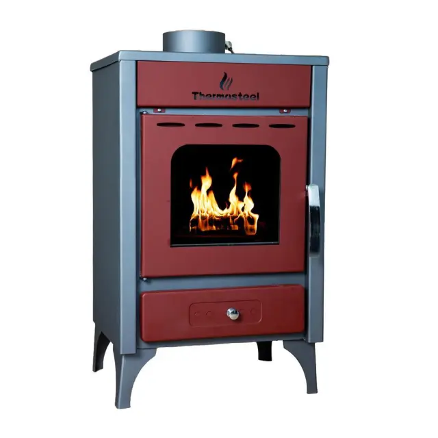 Thermosteel χαλύβδινη Θερμάστρα - Ξυλόσομπα Κόκκινη 12kw / X20R