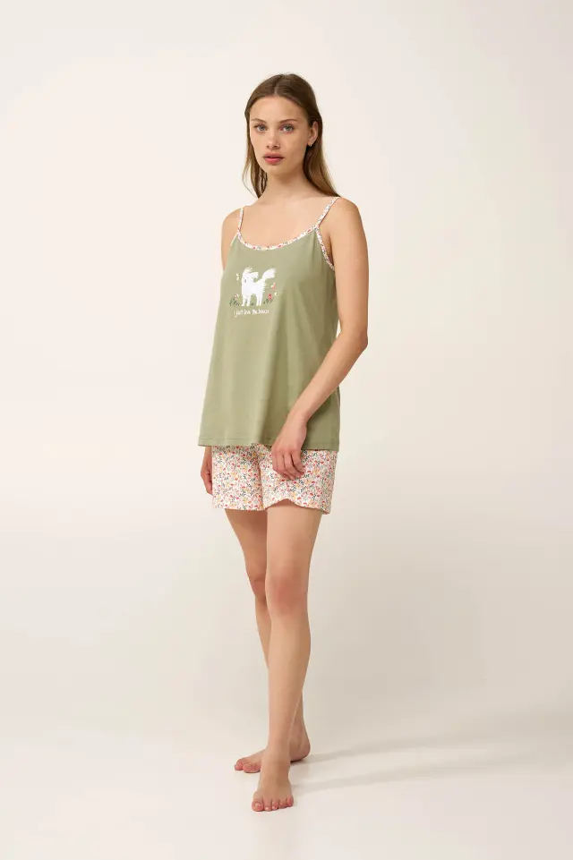 Βαμβακερό Baby Doll με Τιράντες Vamp 24289 GREEN TEA 2