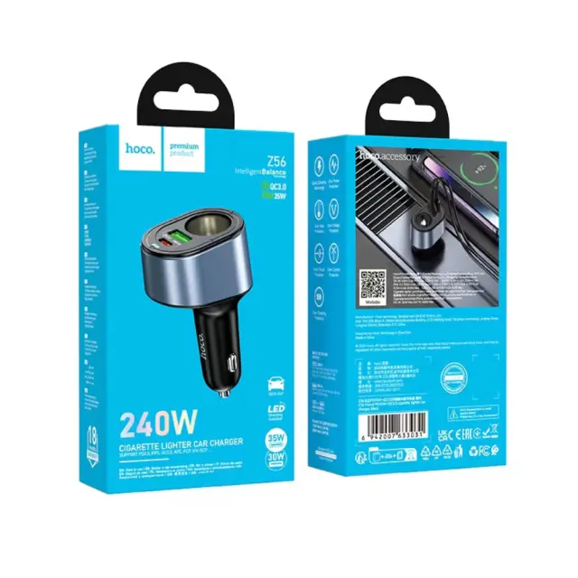 Φορτιστής Αυτοκινήτου Hoco Z56 Friend Dual USB Fast Charge PD35W+QC3.0 με Υποδοχή Αναπτήρα Μαύρος 2
