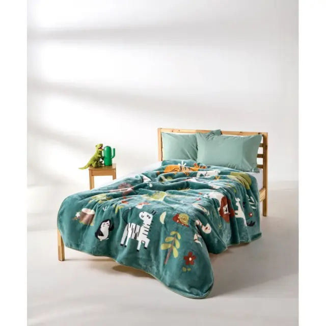 Παιδική Κουβέρτα Βελουτέ Μονή Kentia Mucca Green-Brown-Orange-White-Black 160x220
