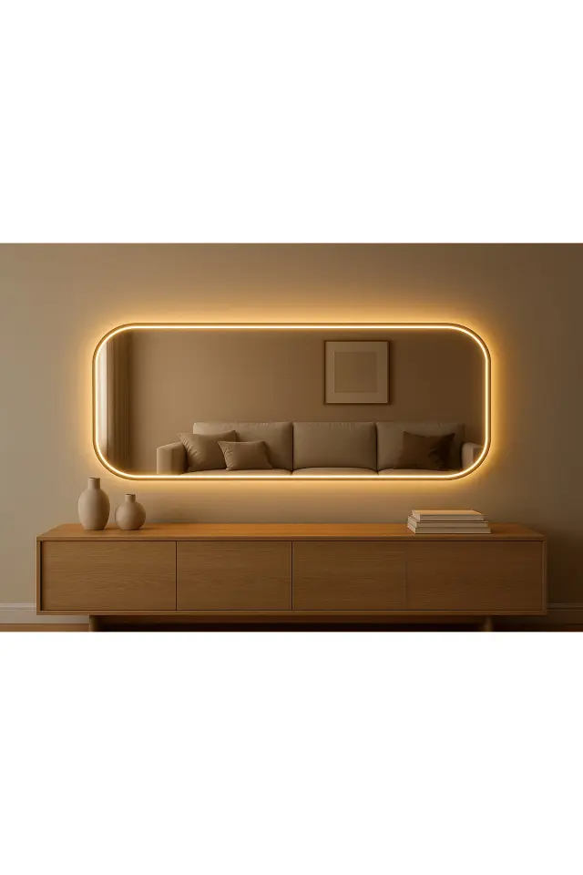 Stewehome Οβάλ καθρέφτης τοίχου με LED φωτισμό για είσοδο ή υπνοδωμάτιο 180x80 cm 3