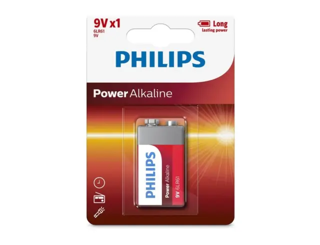 Αλκαλικές Μπαταρίες Philips Power Alkaline - 6LR61 - 9V - 1 τεμάχιο 1009495 2