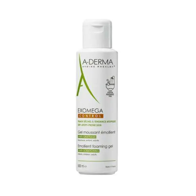 A-Derma Exomega Control Emollient Foaming Gel Κρεμώδης Αφρός Καθαρισμού Προσώπου/Σώματος για το Ατοπικό Δέρμα, 500ml