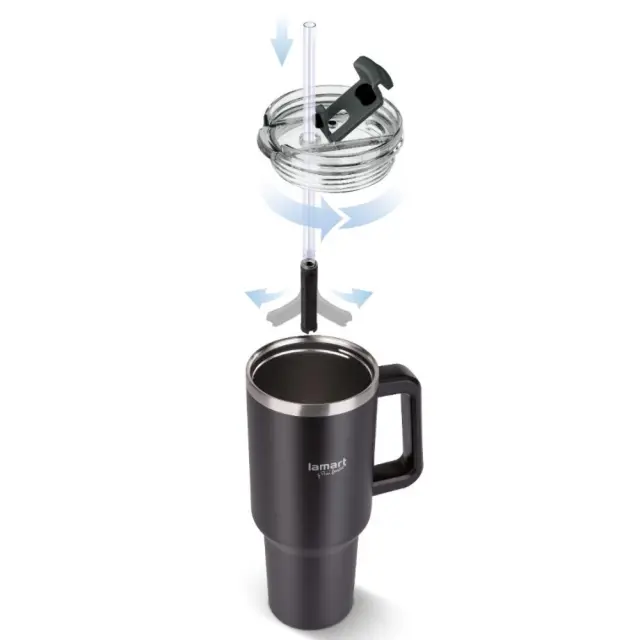 Ποτήρι Θερμός από Ανοξείδωτο & Πλαστικό 900ml HUGE Lamart LT4091 Μαύρο 3