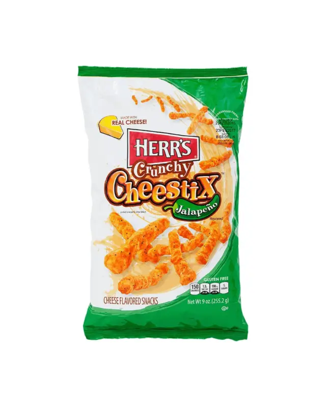 Herr's Crunchy Cheestix Jalapeno ΧΓ 227gr (Aνάλωση κατά προτίμηση πριν από 23/11/26)